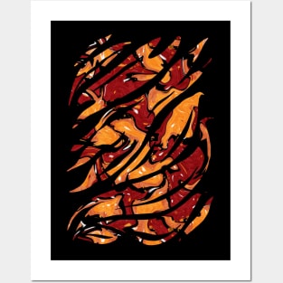 Fiery abstract, flames geometric shapes Posters and Art